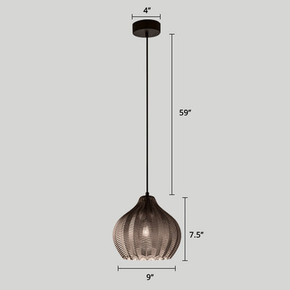 Modern glas hänglampa med vågformad skugga för matrum
