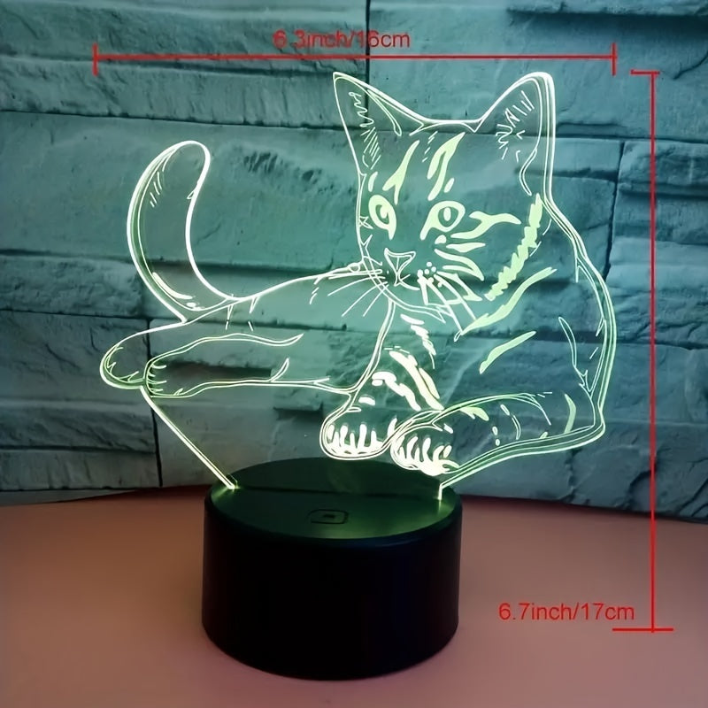 CatGlow - 3D Katt Nattlampa med 7 Färger Touch Kontroll