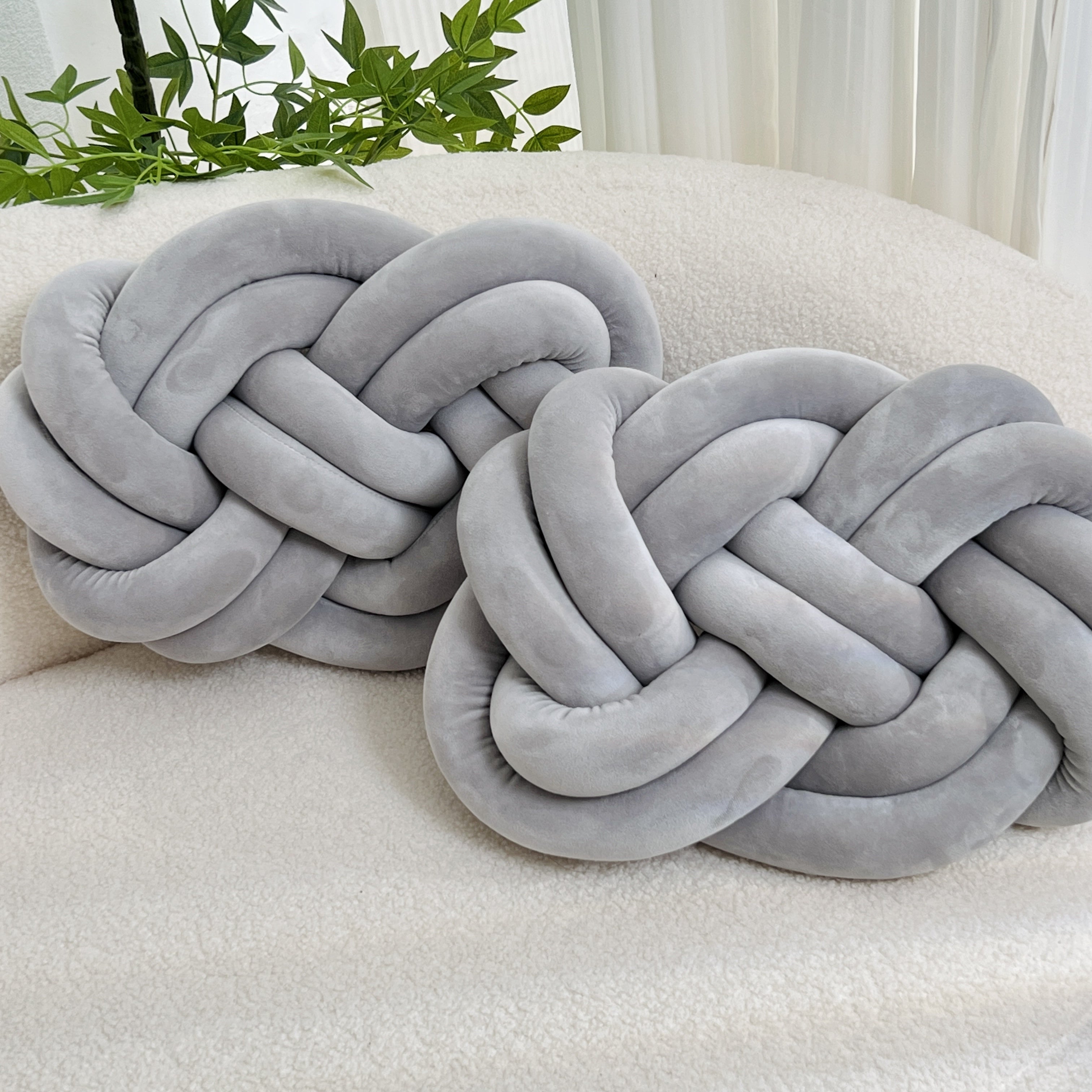 2 Stycken Knop Ball Kuddar - Mjuka Plysch Kuddar, Dekorativa Kuddar för Säng, Soffa och Vardagsrum