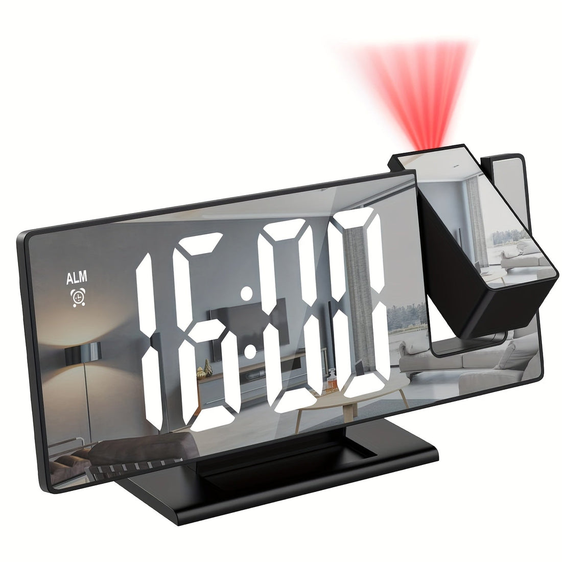 LED-projektionsväckarklocka med 180° justerbar projektion – Klar display och snooze-funktion för sovrum eller kontor
