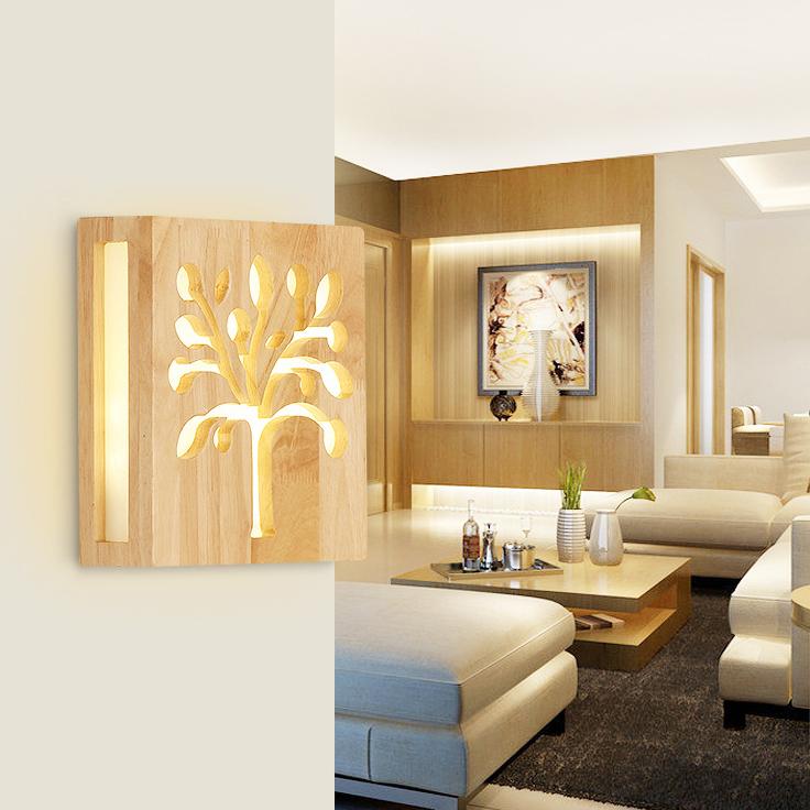 NatureShine - Modern LED-vägglampa i massivt trä med lekfullt mönster