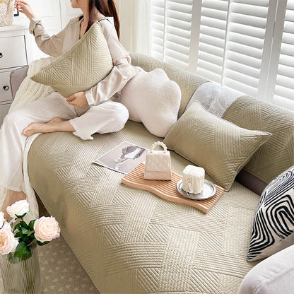 Minimalist All-Season Solid Cotton Geometric Sofföverdrag