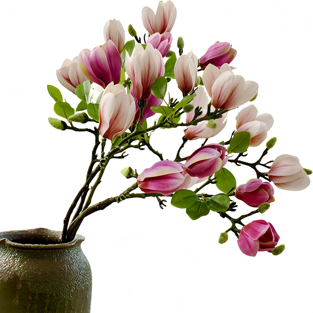 Set med 4 Realistiska Magnolia Blommor – Elegant och Tidlös för Bröllop och Lyxig Dekoration