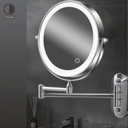 Väggspegel med LED-lampa och förstoringsglas