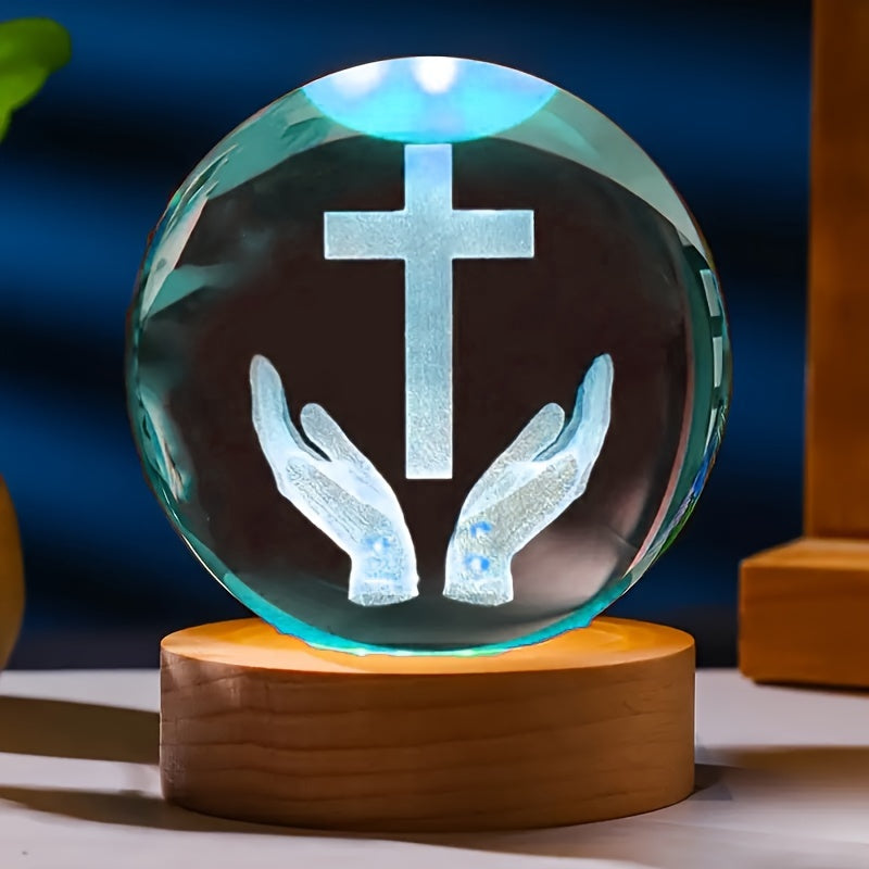 CrystalGlow - Traditionell 3D Graverad Kristall Nattlampa