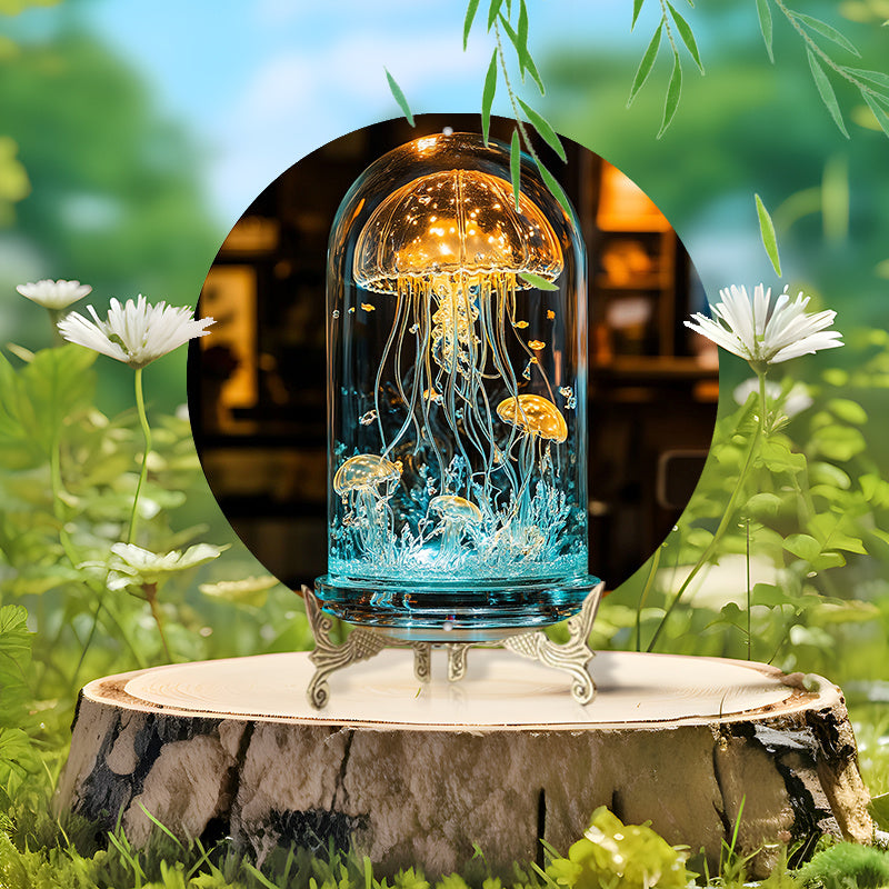 CrystalJelly - Konstnärlig Glaskvadratljus med Cirkelformad Design