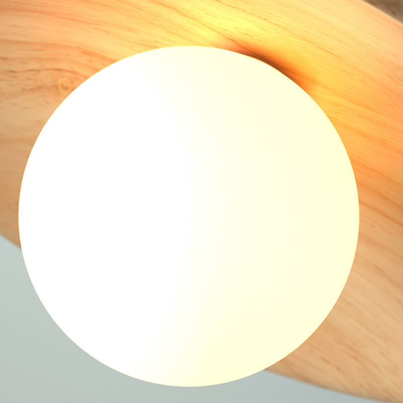 Elegant Trä Taklampa 1-Ljus Mini Semi-Flush Mount Hallbelysning