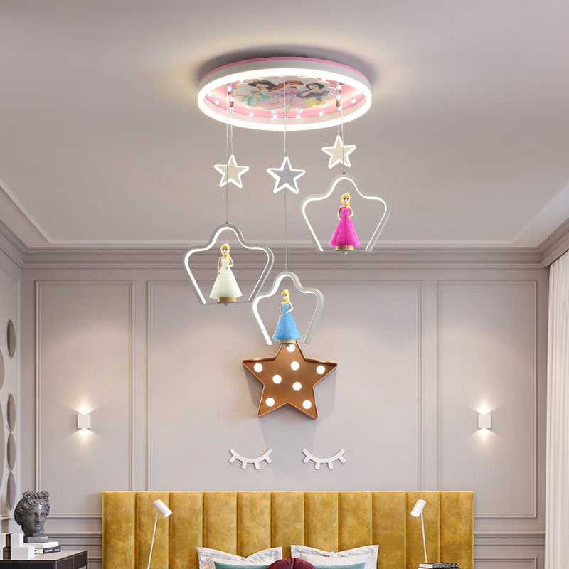 PrincessHänglampa - Cartoon LED Akrylupphängd Lampa för Flickrum