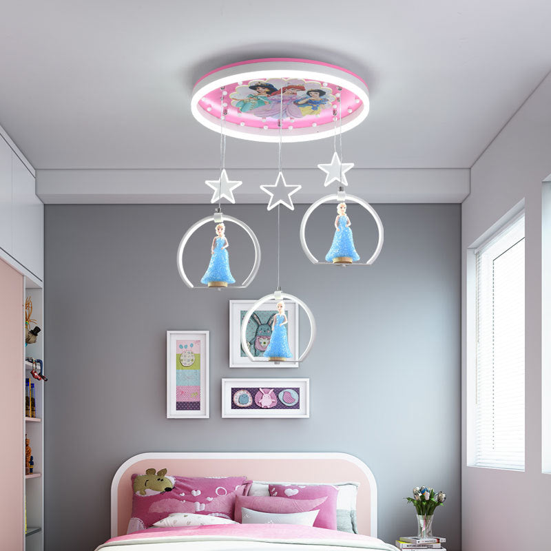 PrincessHänglampa - Cartoon LED Akrylupphängd Lampa för Flickrum