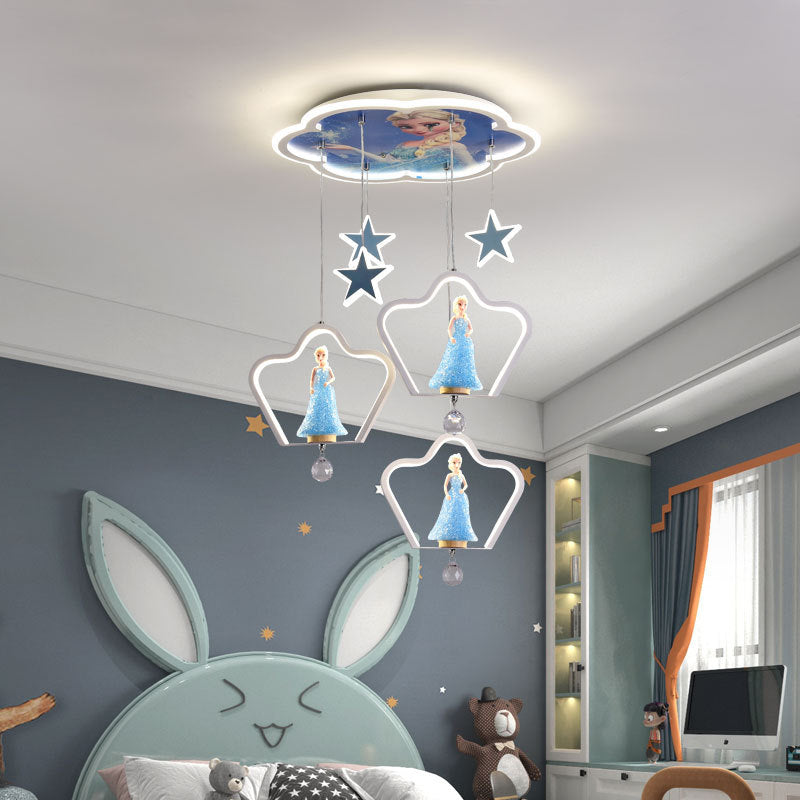 PrincessHänglampa - Cartoon LED Akrylupphängd Lampa för Flickrum