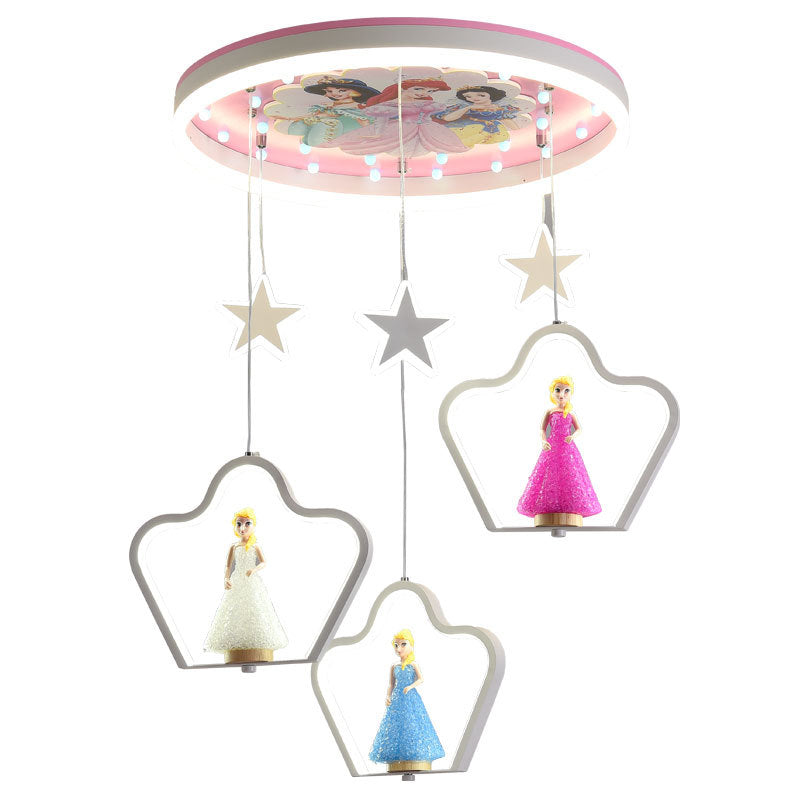 PrincessHänglampa - Cartoon LED Akrylupphängd Lampa för Flickrum