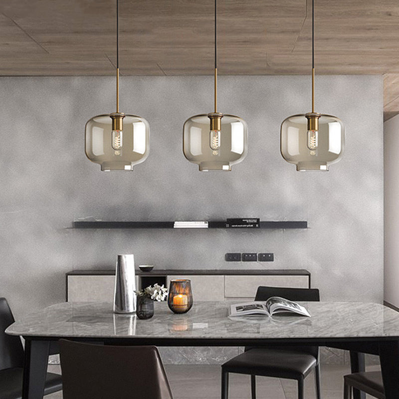 Hänglampa Kognak Glas Modern Minimalistisk 1-Ljuskälla Belysning För Matbord