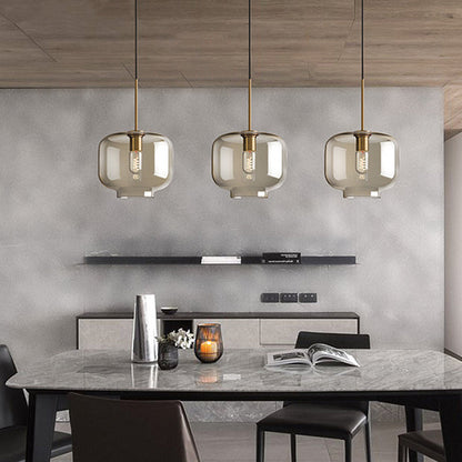 Hänglampa Kognak Glas Modern Minimalistisk 1-Ljuskälla Belysning För Matbord
