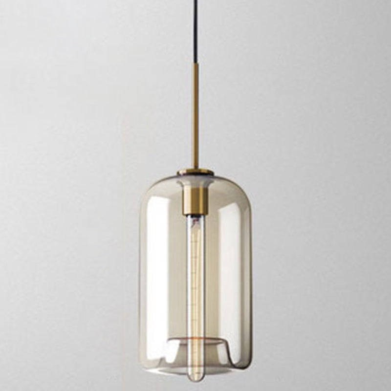 Hänglampa Kognak Glas Modern Minimalistisk 1-Ljuskälla Belysning För Matbord