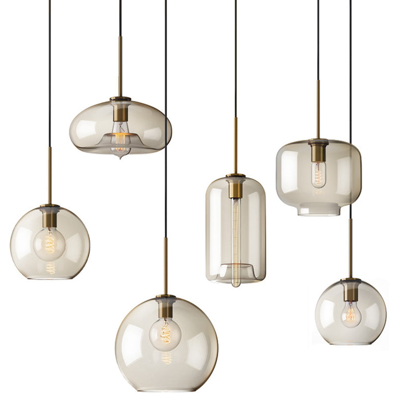 Hänglampa Kognak Glas Modern Minimalistisk 1-Ljuskälla Belysning För Matbord