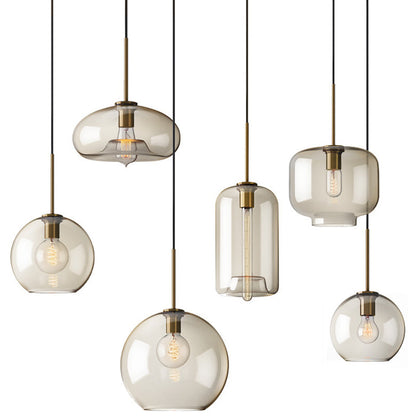 Hänglampa Kognak Glas Modern Minimalistisk 1-Ljuskälla Belysning För Matbord