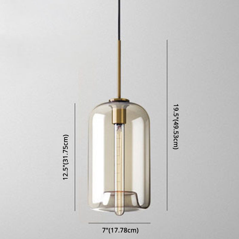 Hänglampa Kognak Glas Modern Minimalistisk 1-Ljuskälla Belysning För Matbord