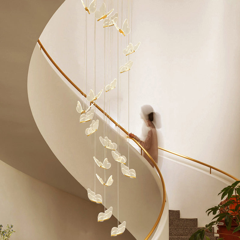 Glänsande Spiral LED Hänglampa i Guld