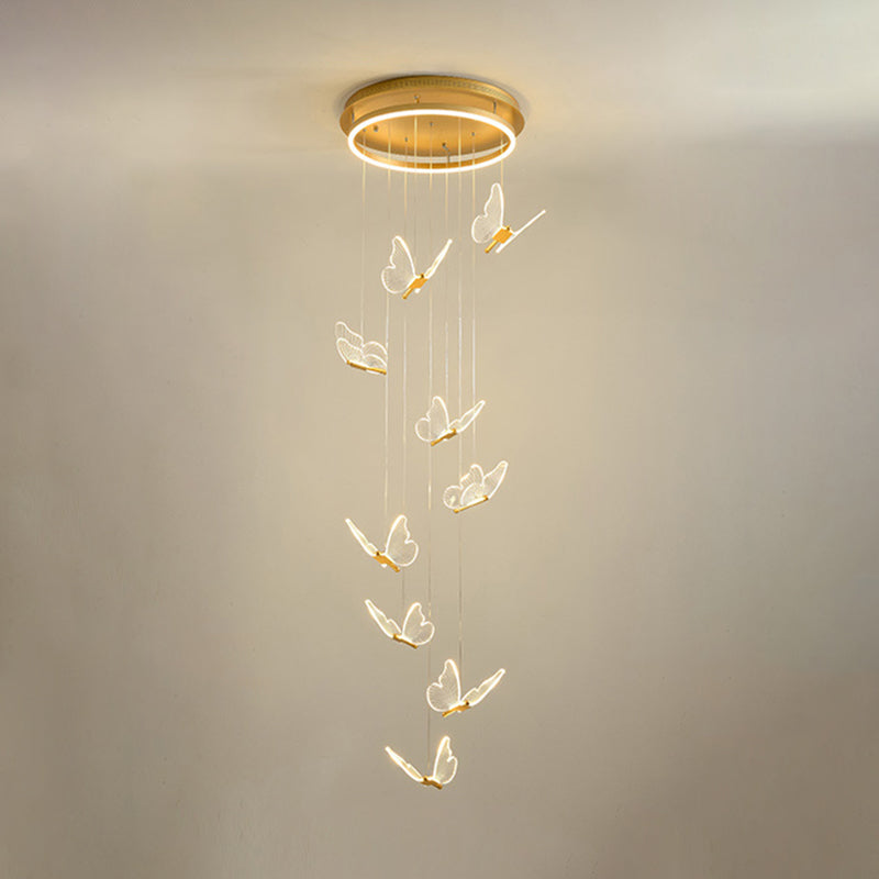 Glänsande Spiral LED Hänglampa i Guld
