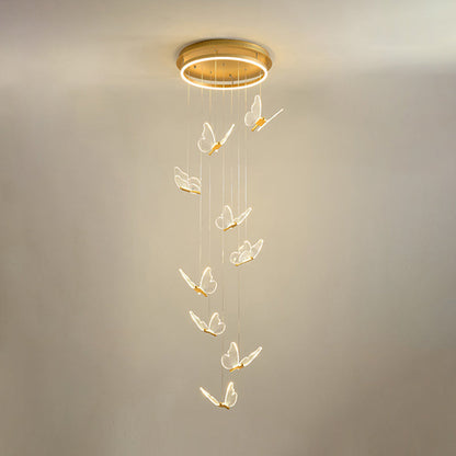 Glänsande Spiral LED Hänglampa i Guld