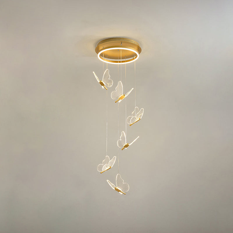 Glänsande Spiral LED Hänglampa i Guld