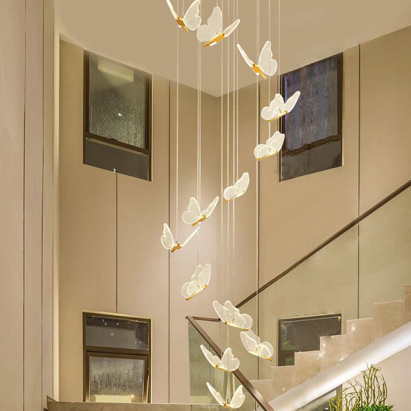 Glänsande Spiral LED Hänglampa i Guld
