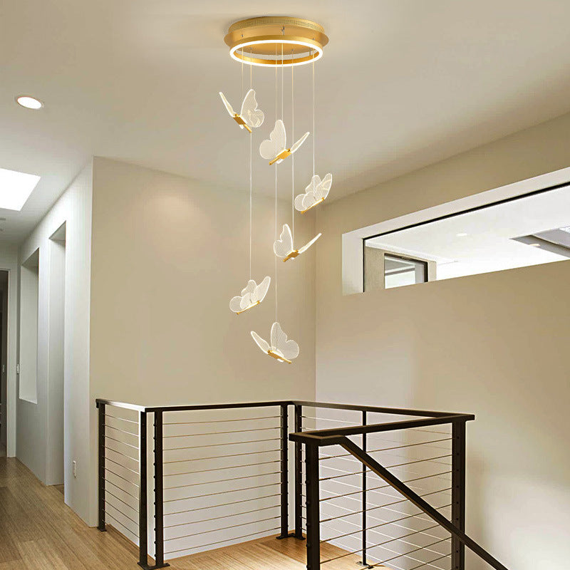 Glänsande Spiral LED Hänglampa i Guld