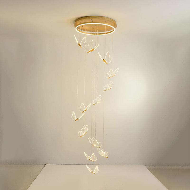 Glänsande Spiral LED Hänglampa i Guld
