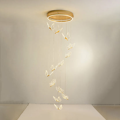 Glänsande Spiral LED Hänglampa i Guld