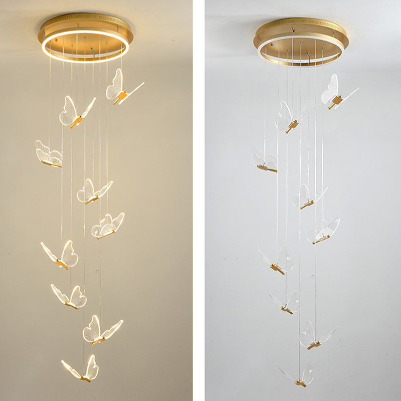 Glänsande Spiral LED Hänglampa i Guld