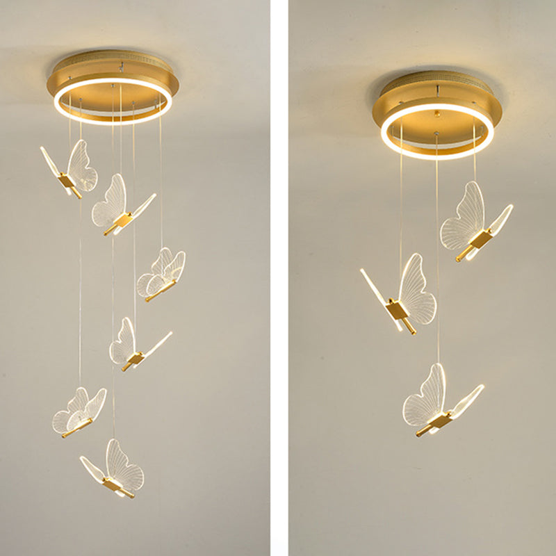 Glänsande Spiral LED Hänglampa i Guld