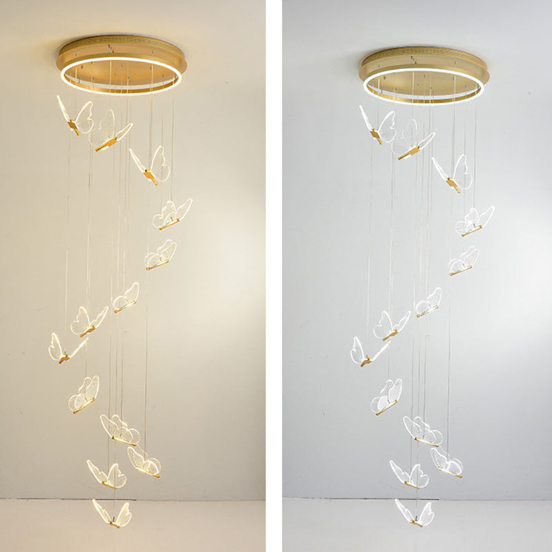 Glänsande Spiral LED Hänglampa i Guld
