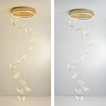 Glänsande Spiral LED Hänglampa i Guld