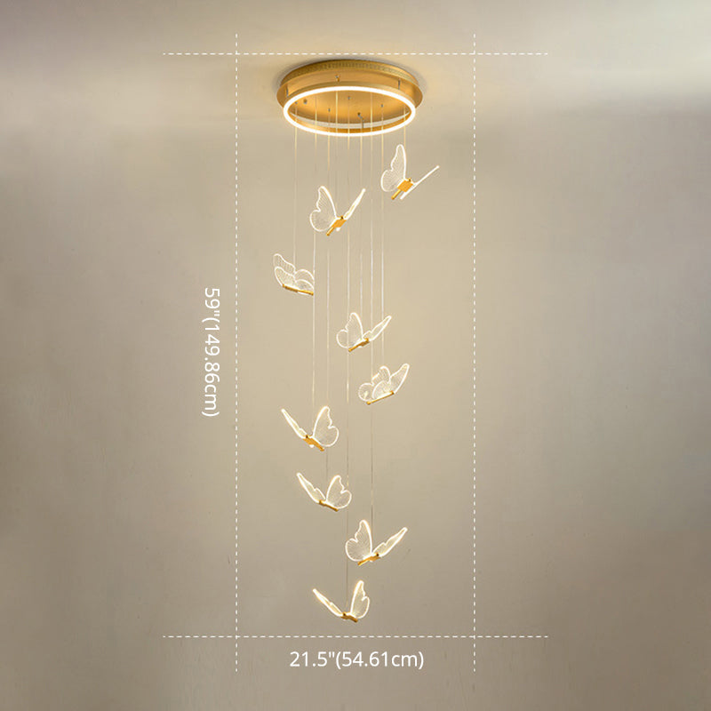 Glänsande Spiral LED Hänglampa i Guld