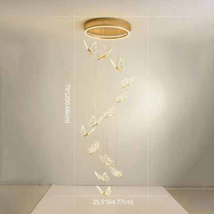 Glänsande Spiral LED Hänglampa i Guld