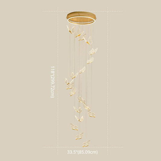 Glänsande Spiral LED Hänglampa i Guld