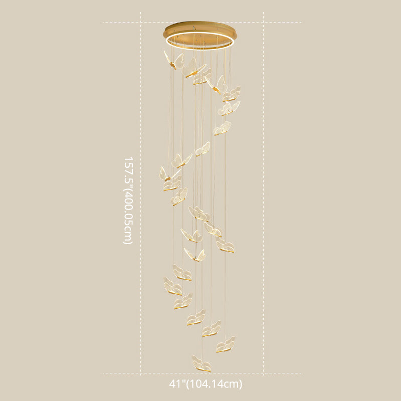 Glänsande Spiral LED Hänglampa i Guld