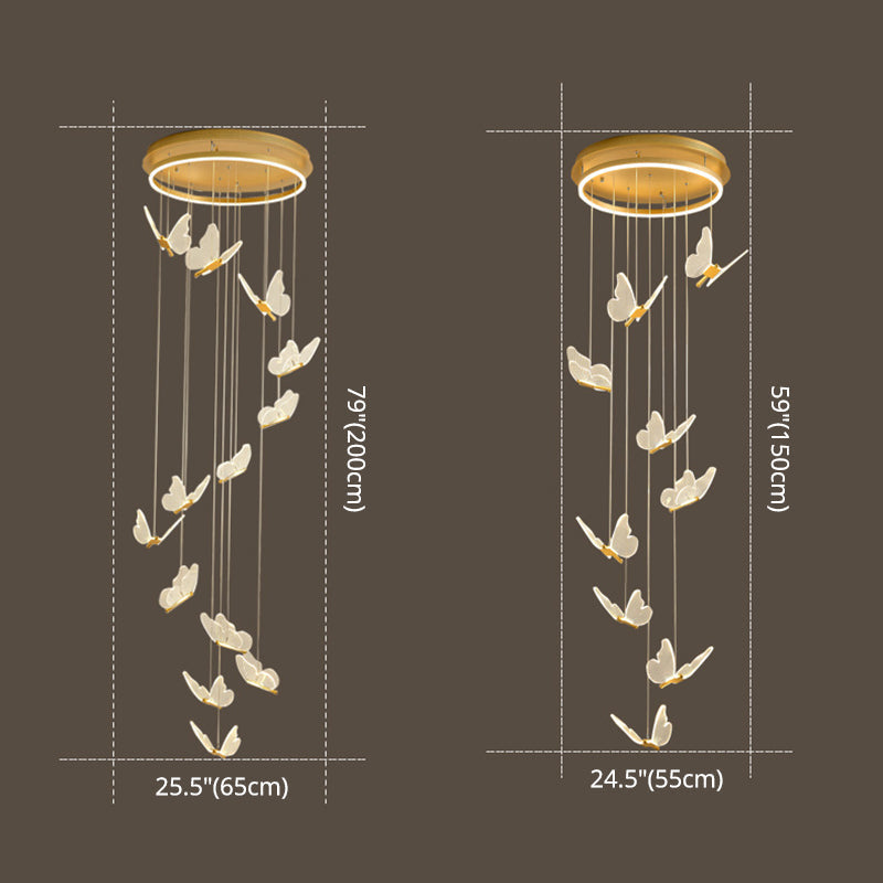 Glänsande Spiral LED Hänglampa i Guld