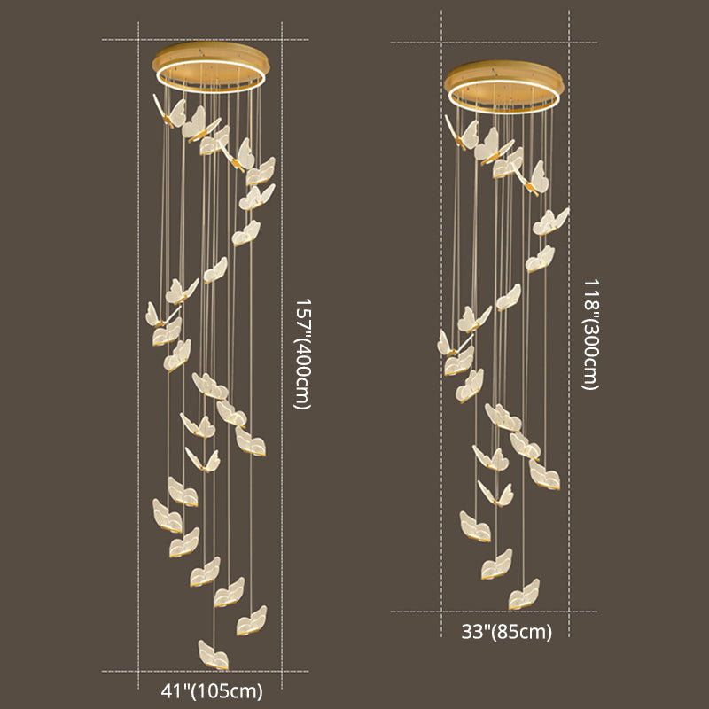 Glänsande Spiral LED Hänglampa i Guld