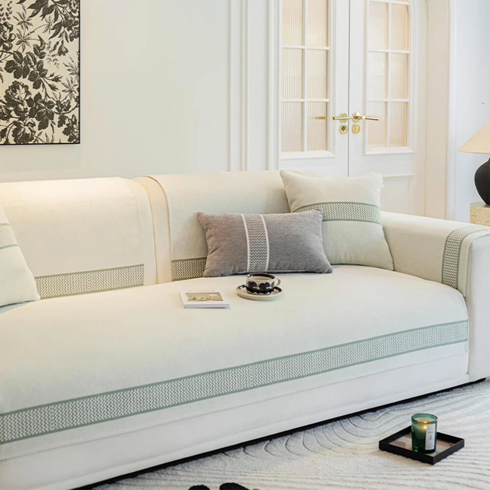 Chenille Jacquard Bred Kant Design Repellenta Sofföverdrag