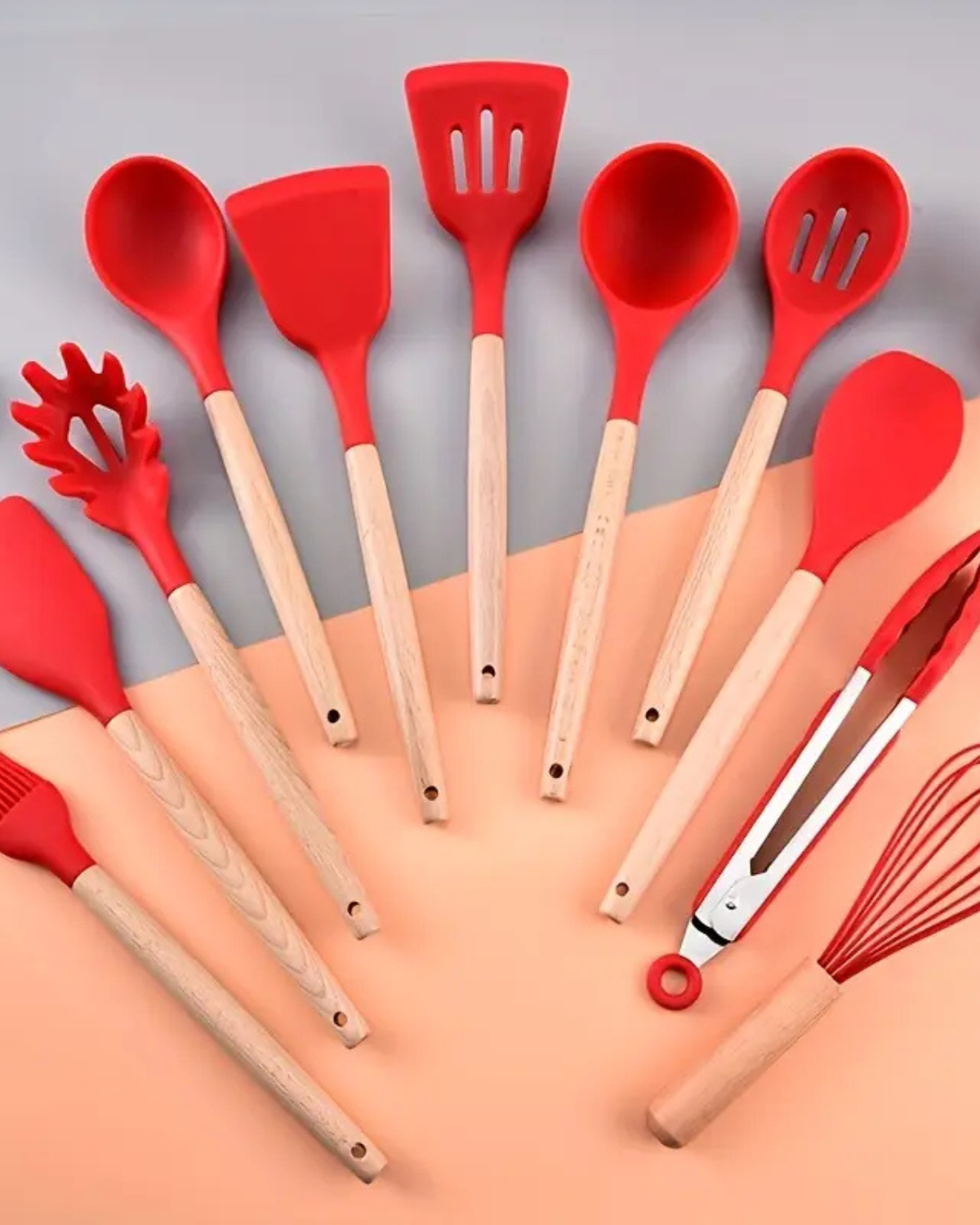 Carvallo – Miljövänligt Silikon Kökset med Bambu Handtag (12-delar)
