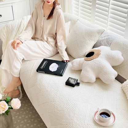 Minimalist All-Season Solid Cotton Geometric Sofföverdrag