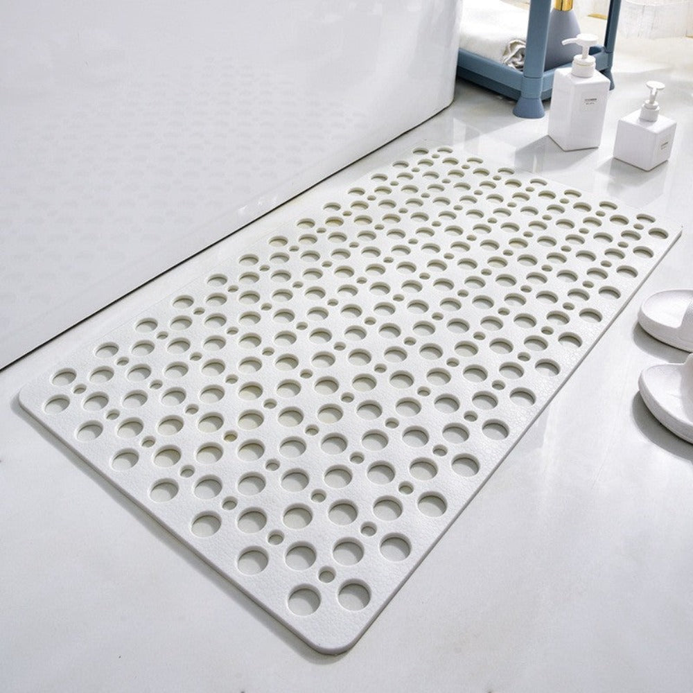 Anti-Slip Duschmatta | Rektangulär PVC Bad Säkerhetsmatta med Avloppshål för Badrum | Brick by Brick