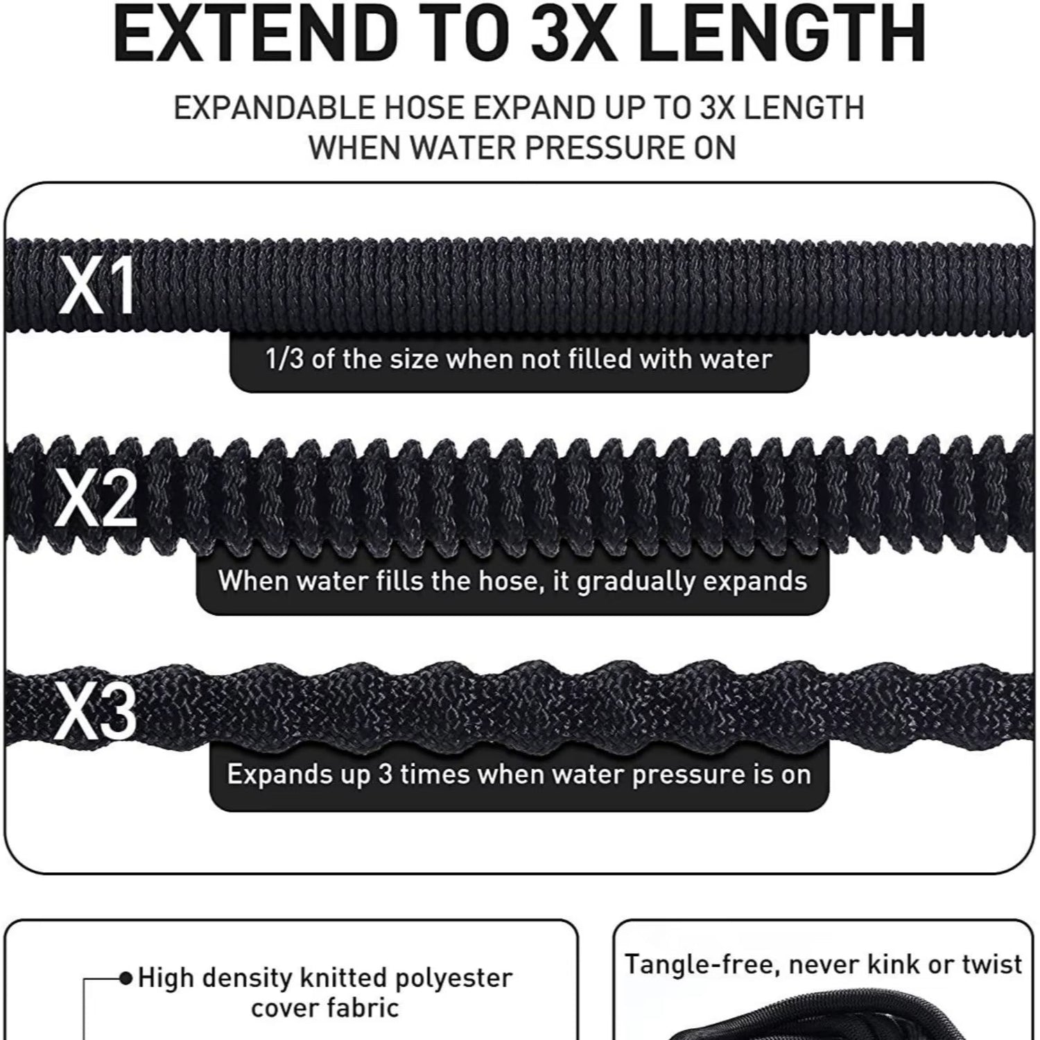 30m Expandbar Trädgårdsslang | Anti-Kink, Trasselfri &amp; Ultra Hållbar för Stora Trädgårdar och Utomhusbruk