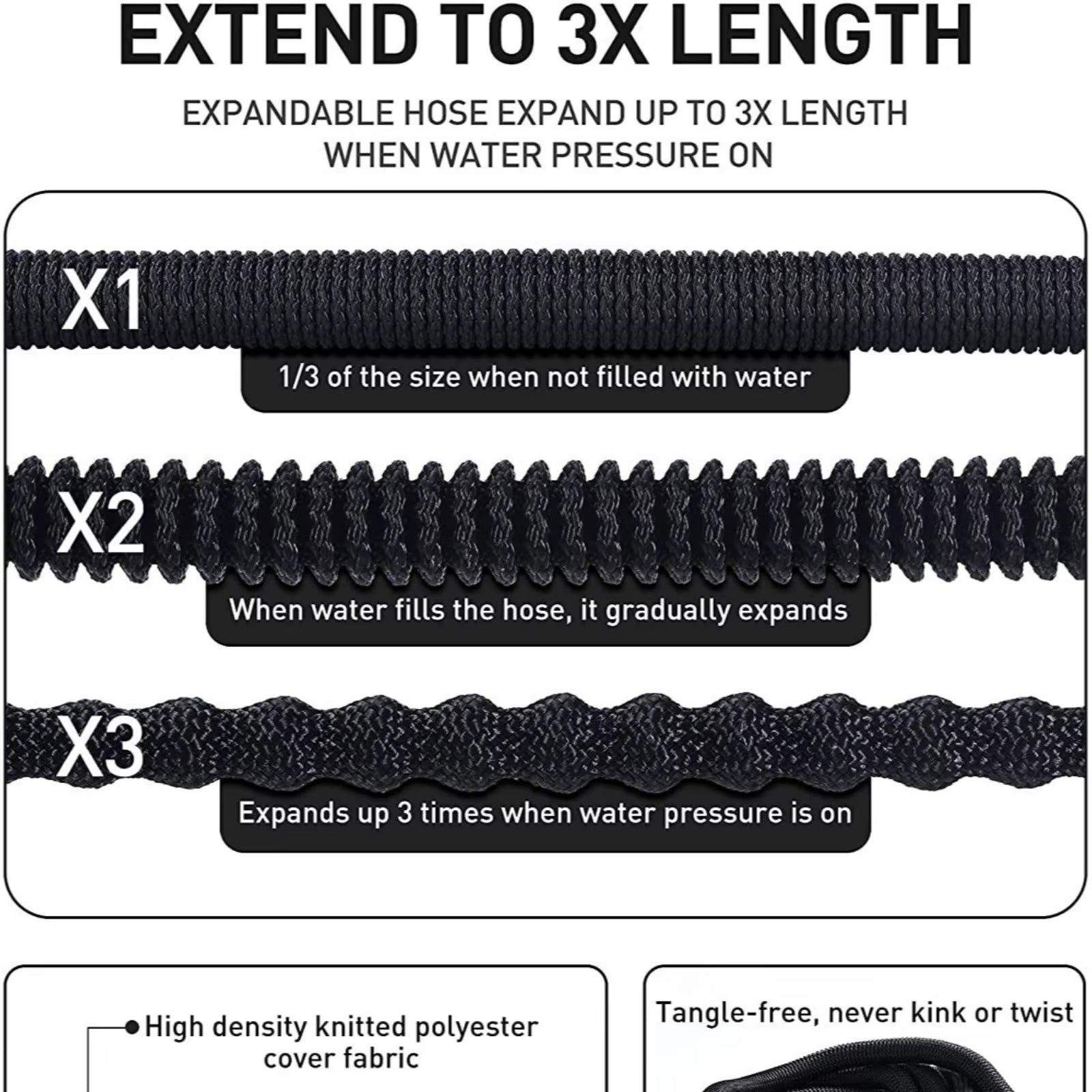 30m Expandbar Trädgårdsslang | Anti-Kink, Trasselfri &amp; Ultra Hållbar för Stora Trädgårdar och Utomhusbruk