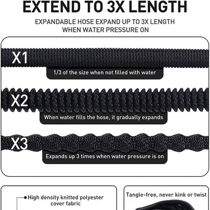 30m Expandbar Trädgårdsslang | Anti-Kink, Trasselfri &amp; Ultra Hållbar för Stora Trädgårdar och Utomhusbruk