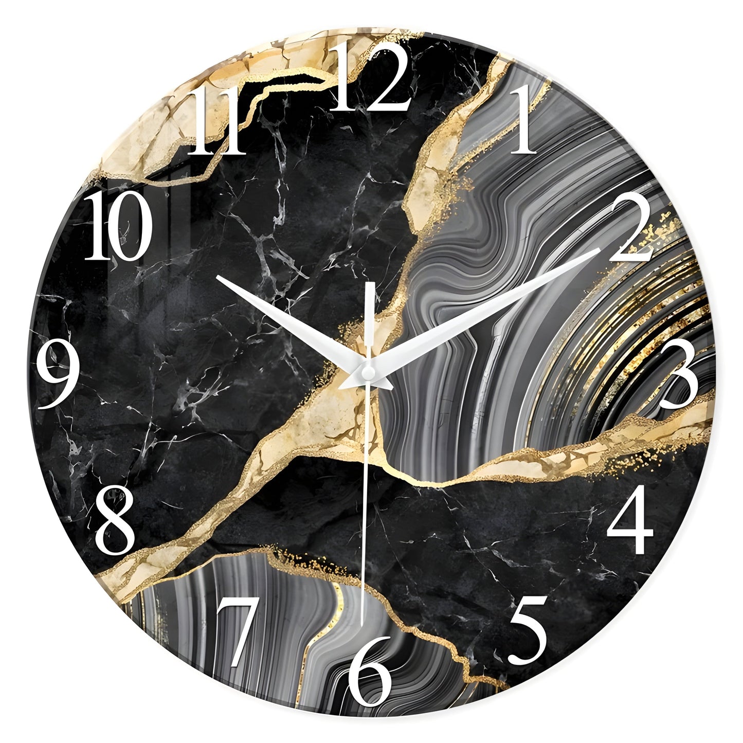 CrownQuartz Klocka - Modern Marmor Väggklocka