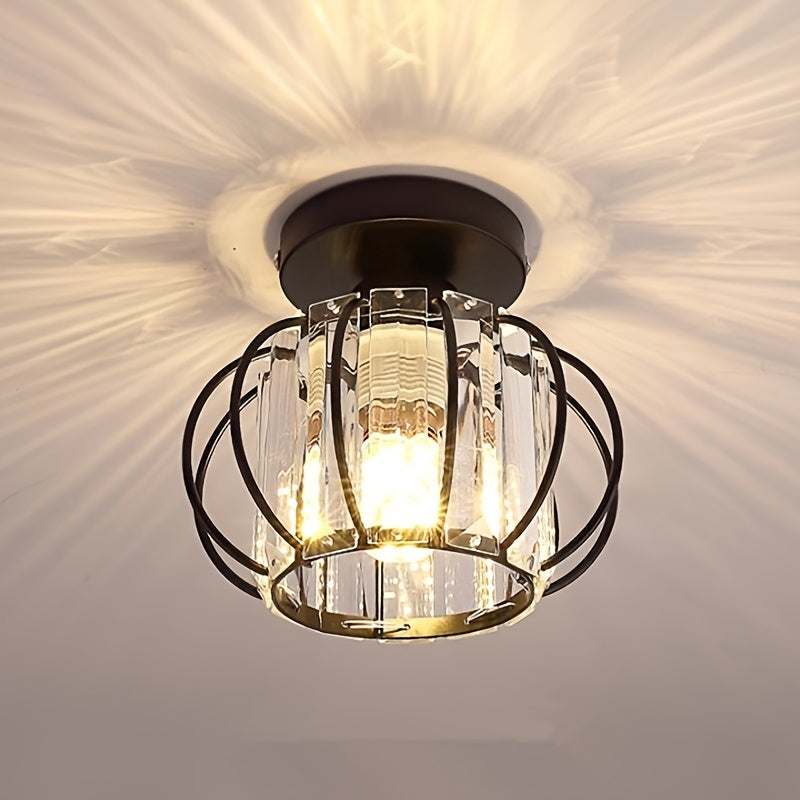 CrystalGlow - Lyxig Kristall Taklampa, Svart Guld