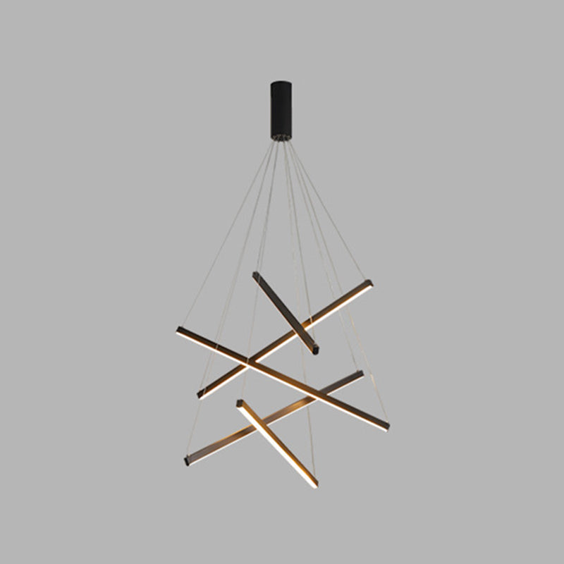 Krona Ljus Modern Svart Metall LED