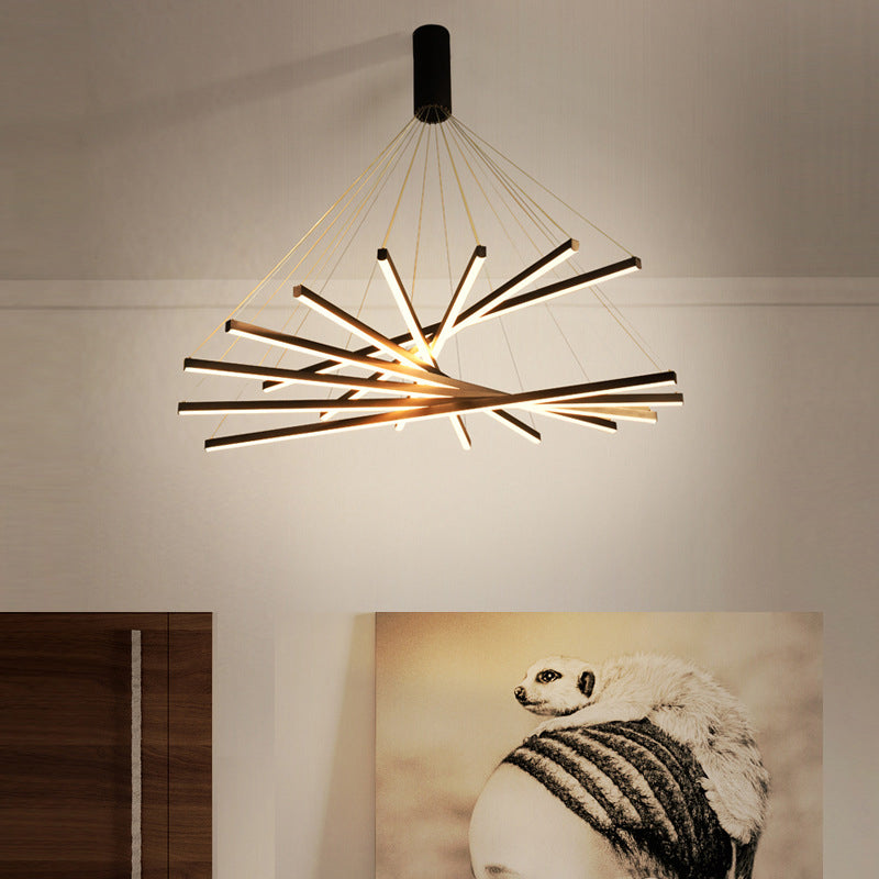 Krona Ljus Modern Svart Metall LED